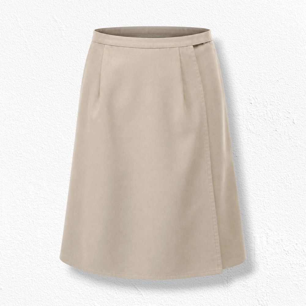 Vintage 1970s Beige True Wrap A Line Skirt Pocket Size XS USA Union Made
